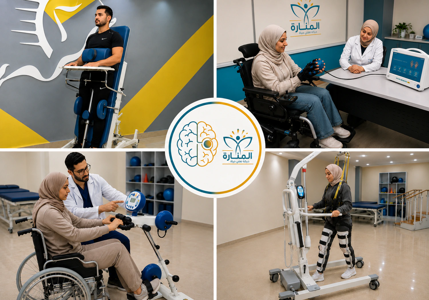جلسات العلاج الطبيعي والتأهيل العصبي لمرضى إصابات المخ في مركز المنارة