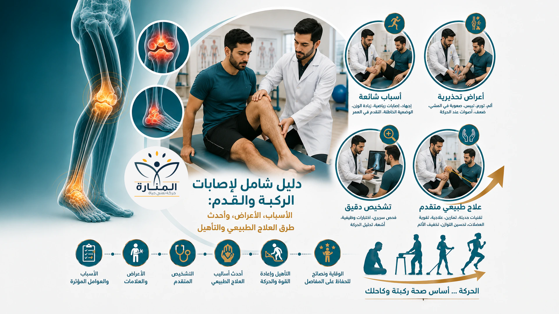 دليل شامل لإصابات الركبة والقدم: الأسباب والأعراض وأحدث طرق العلاج الطبيعي والتأهيل