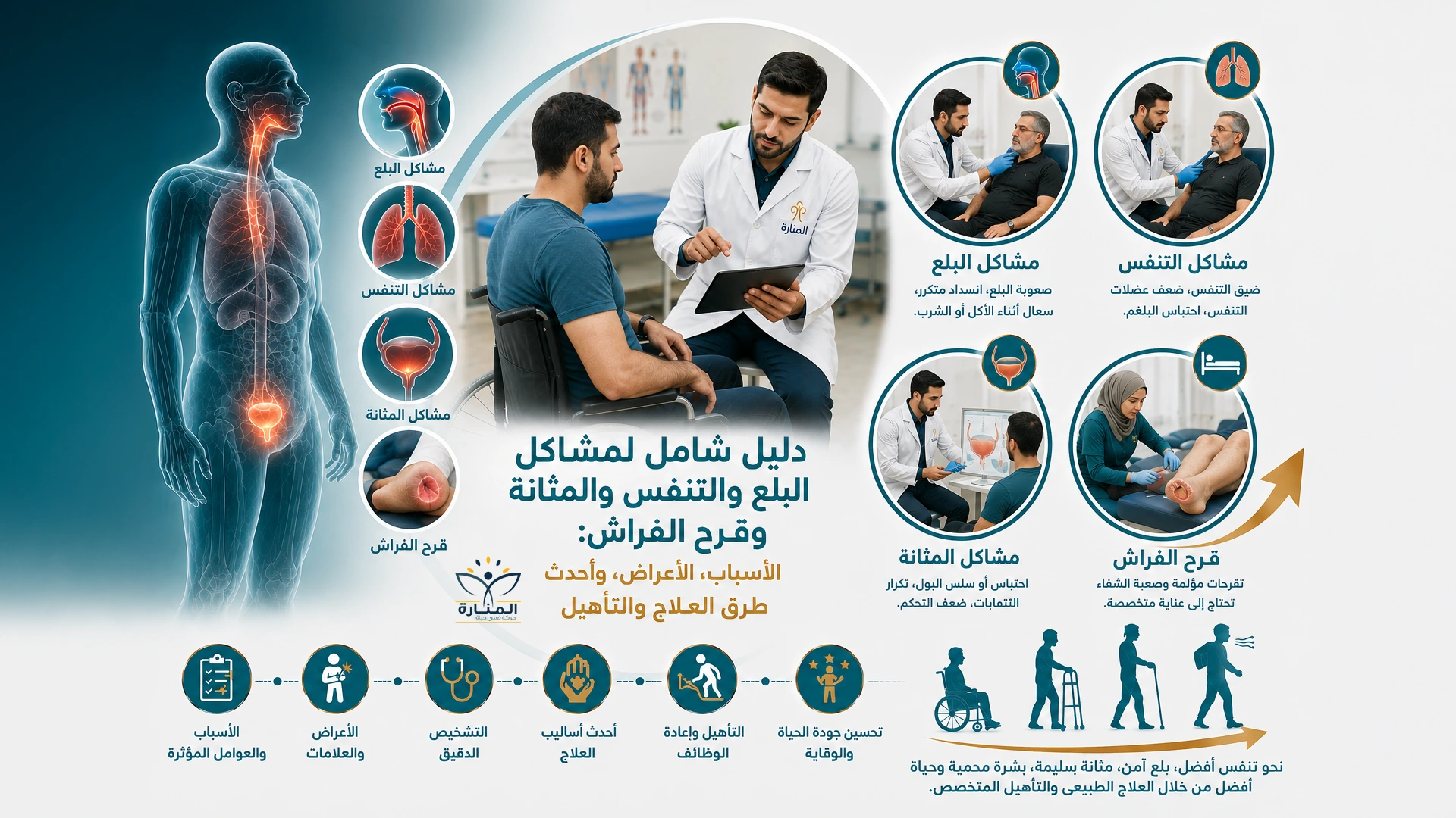 دليل مشاكل البلع والتنفس والمثانة وقرح الفراش